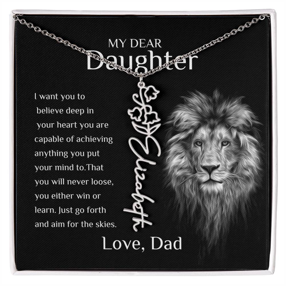 Personalized Name Necklace With Birth Flower for Daughter