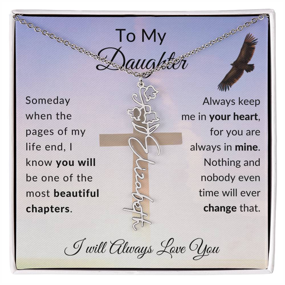 [ALMOST SOLD OUT] Cross To My Daughter Flower Name Necklace