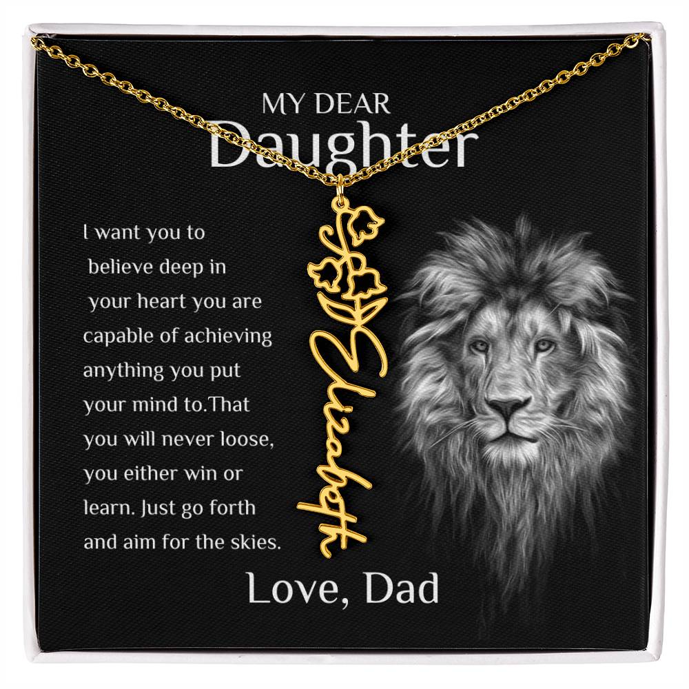 Personalized Name Necklace With Birth Flower for Daughter