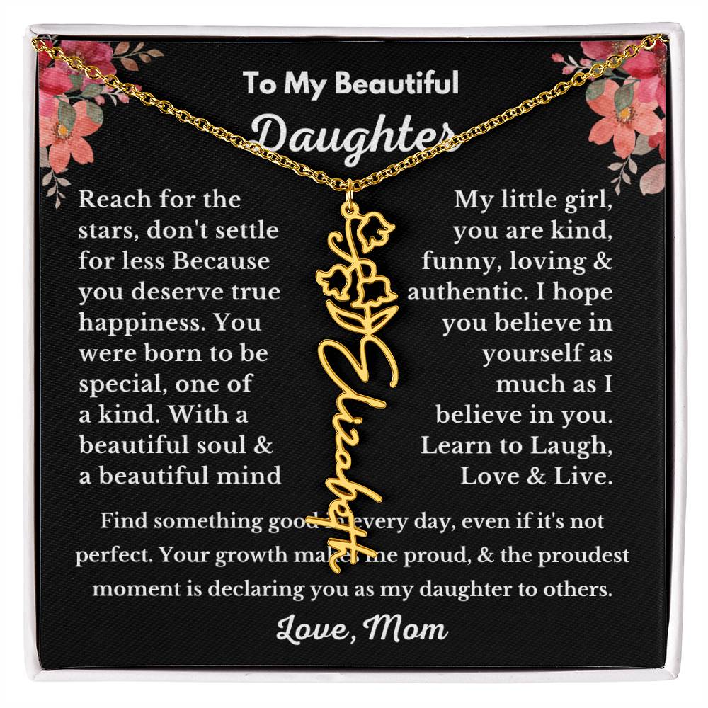 [ALMOST SOLD OUT] To My Beautiful Daughter Love, Mom Flower Name Necklace