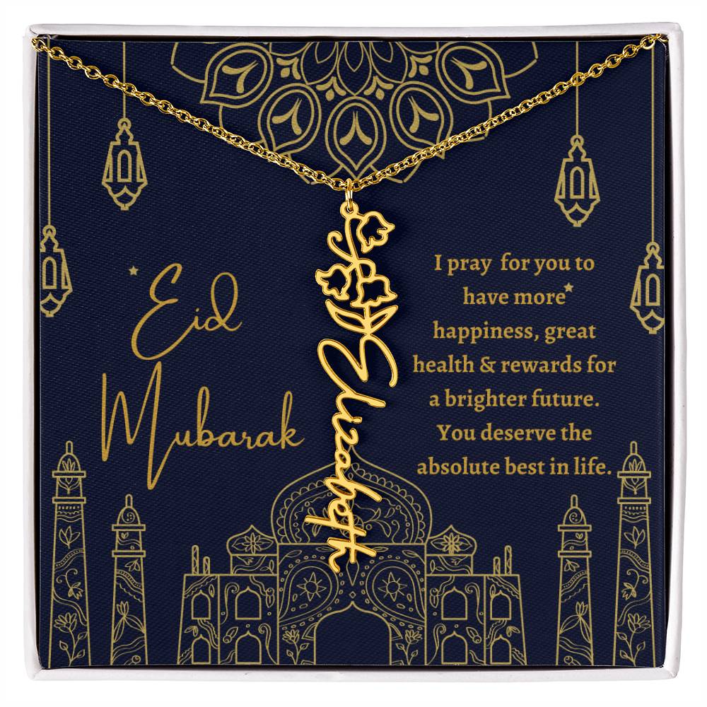 [ALMOST SOLD OUT] I PRAY FOR YOU TO HAVE MORE HAPPINESS BLUE AND GOLD FLOWER NAME NECKLACE
