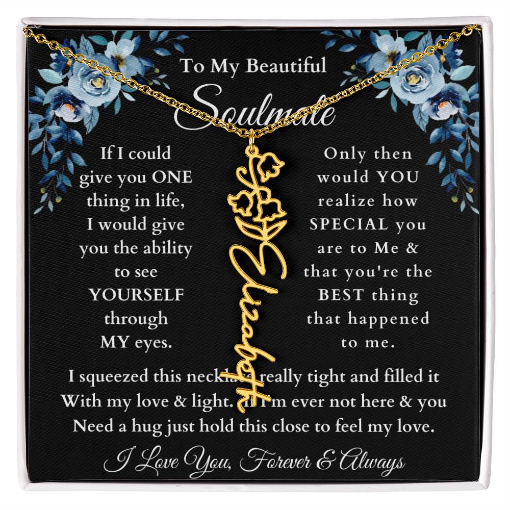 [ALMOST SOLD OUT] To My Beautiful Soulmate Blue Flower Name Necklace