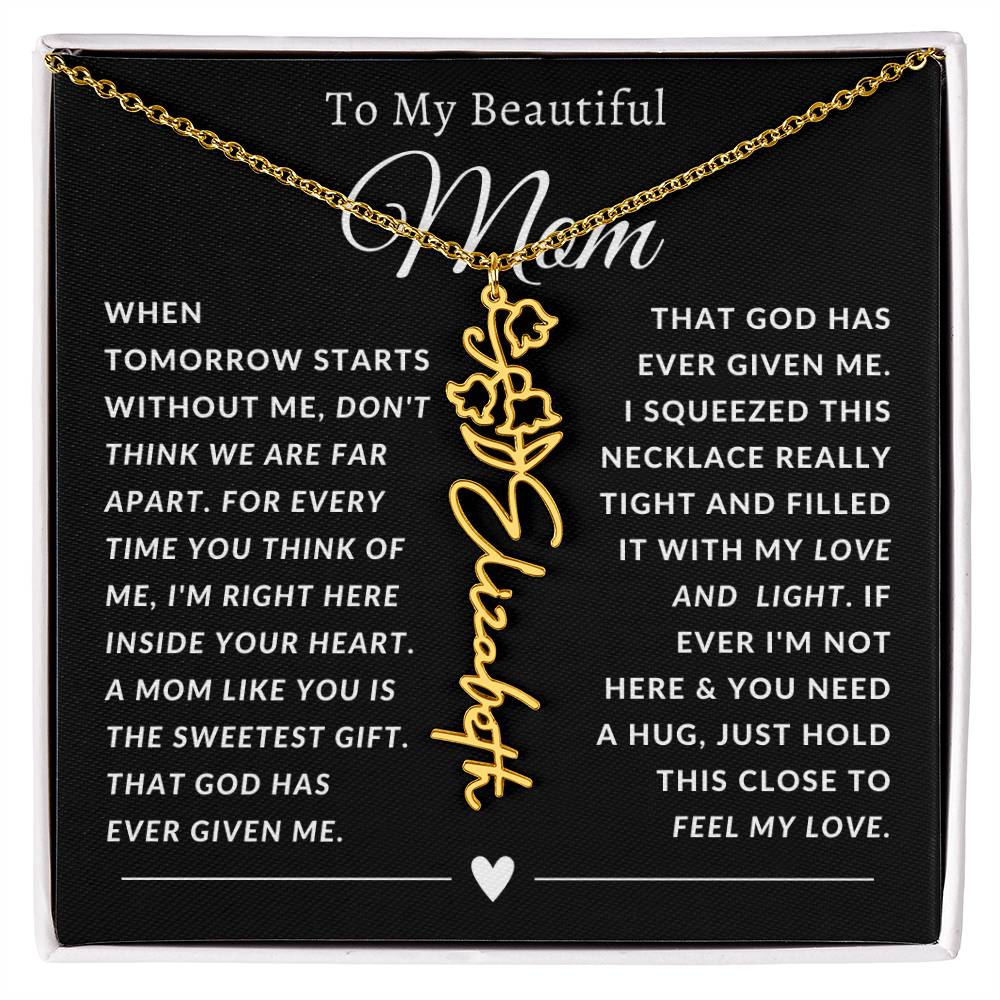 [ALMOST SOLD OUT] To My Beautiful Mom Heart Flower Name Necklace