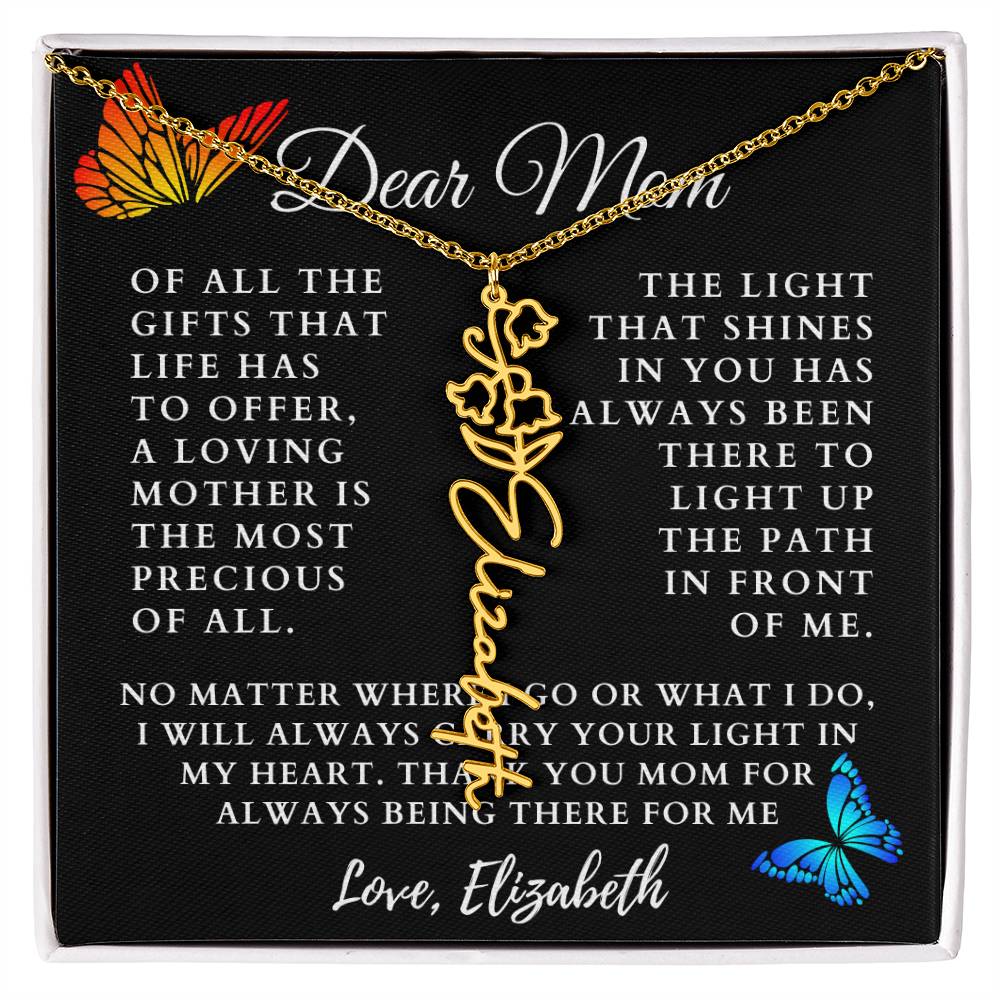 [Almost Sold Out] Butterflies Dear Mom Flower Name Necklace