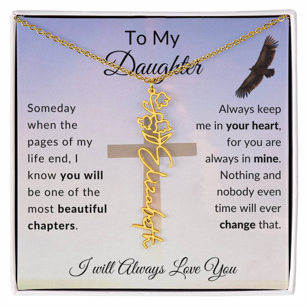 [ALMOST SOLD OUT] Cross To My Daughter Flower Name Necklace