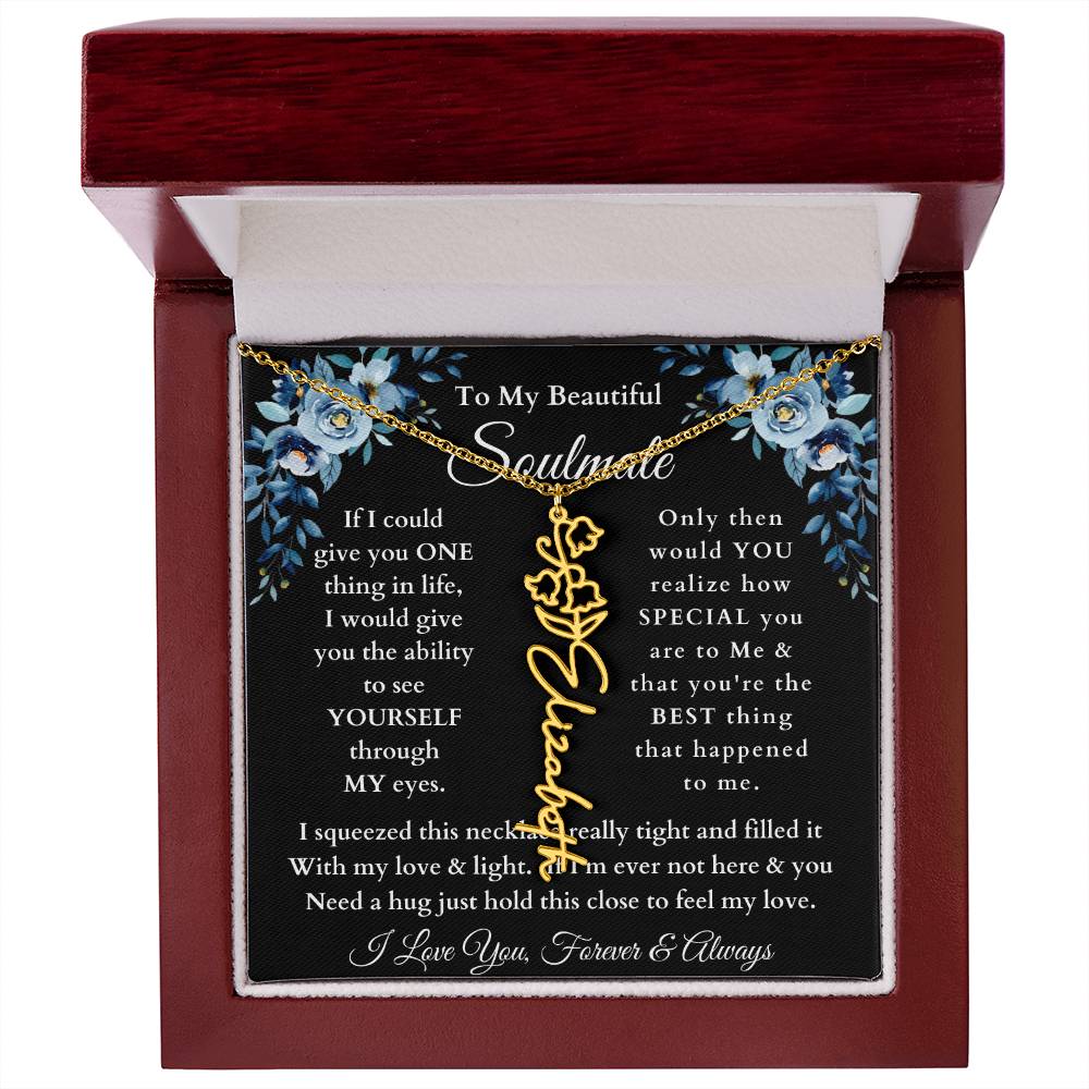 [ALMOST SOLD OUT] To My Beautiful Soulmate Blue Flower Name Necklace