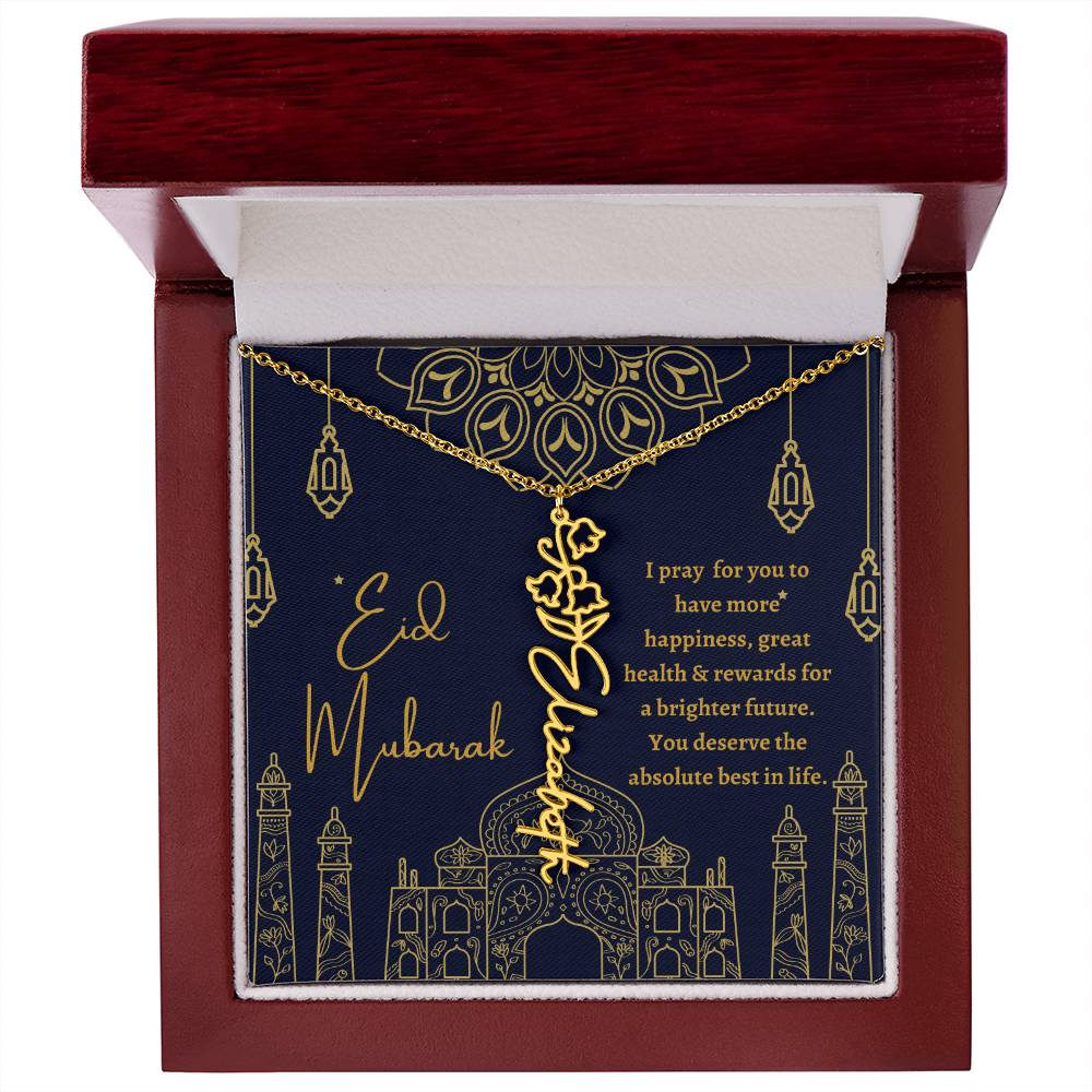 [ALMOST SOLD OUT] I PRAY FOR YOU TO HAVE MORE HAPPINESS BLUE AND GOLD FLOWER NAME NECKLACE