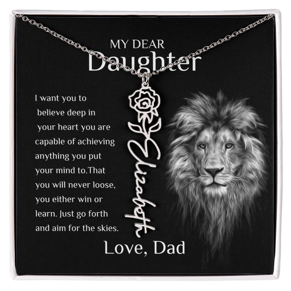 Personalized Name Necklace With Birth Flower for Daughter