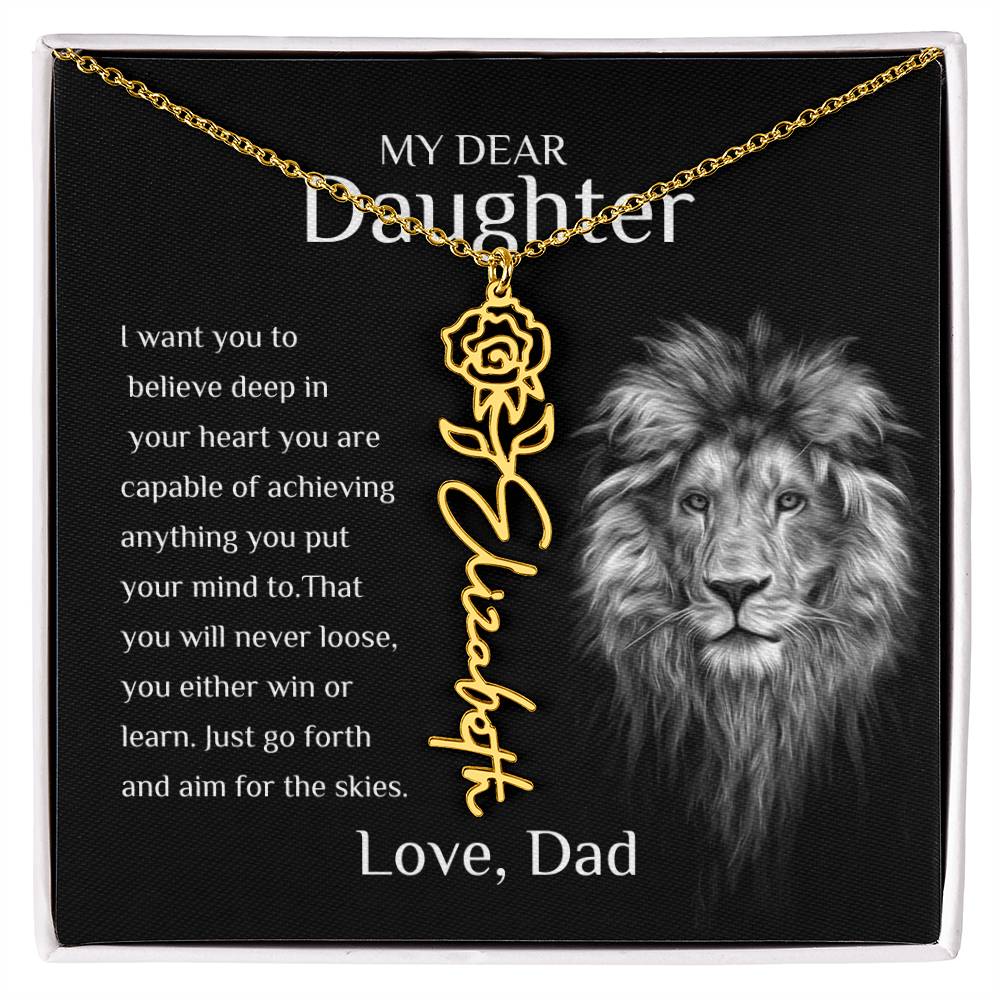 Personalized Name Necklace With Birth Flower for Daughter