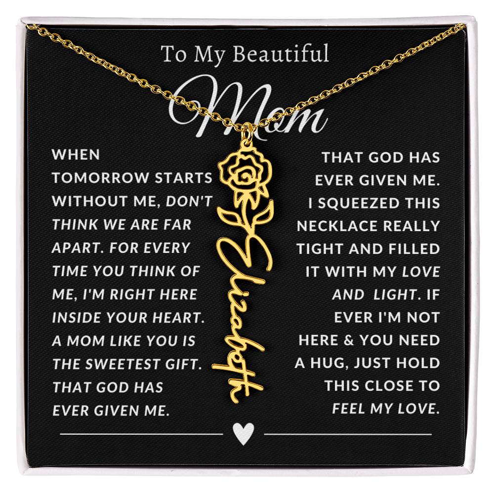 [ALMOST SOLD OUT] To My Beautiful Mom Heart Flower Name Necklace