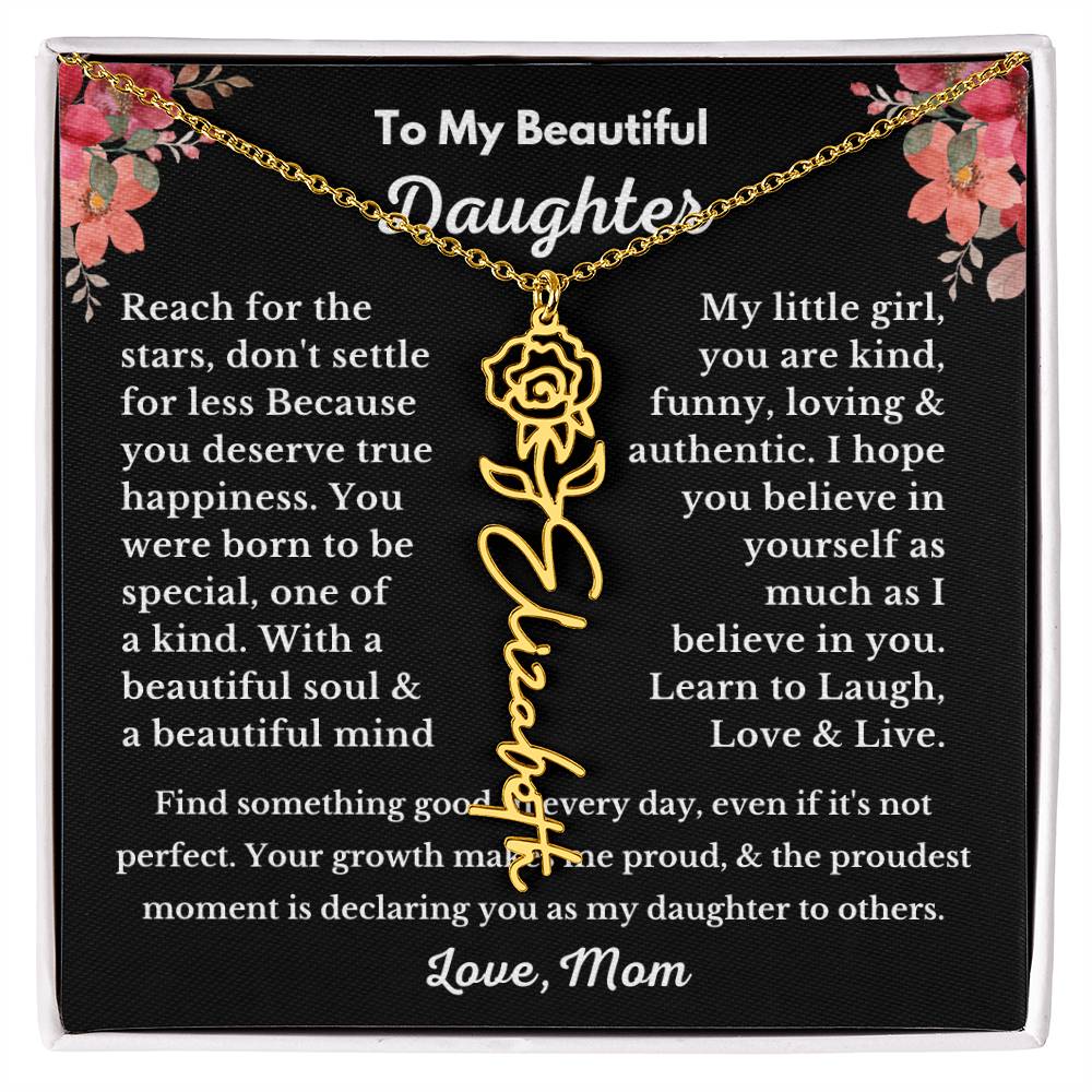 [ALMOST SOLD OUT] To My Beautiful Daughter Love, Mom Flower Name Necklace