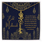 You Are the Reason Life Is So Colorful Blue and Gold Eid Mubarak Flower Name Necklace