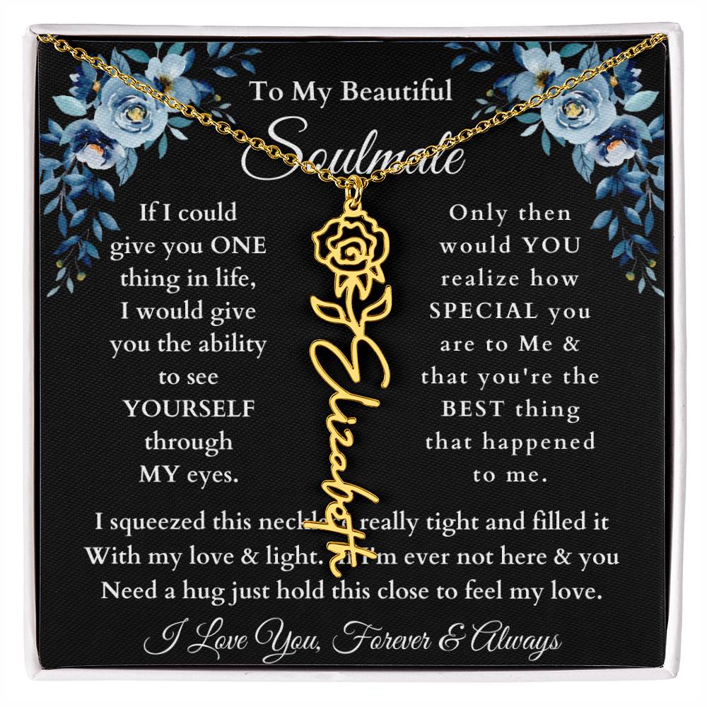 [ALMOST SOLD OUT] To My Beautiful Soulmate Blue Flower Name Necklace