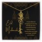 Eid Mubarak Black and Gold - I Pray to Allah to Always Bless You - Flower Name Necklace