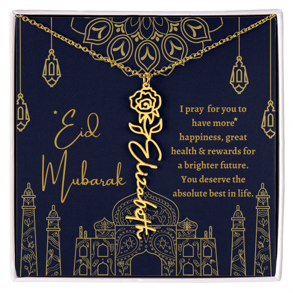 [ALMOST SOLD OUT] I PRAY FOR YOU TO HAVE MORE HAPPINESS BLUE AND GOLD FLOWER NAME NECKLACE