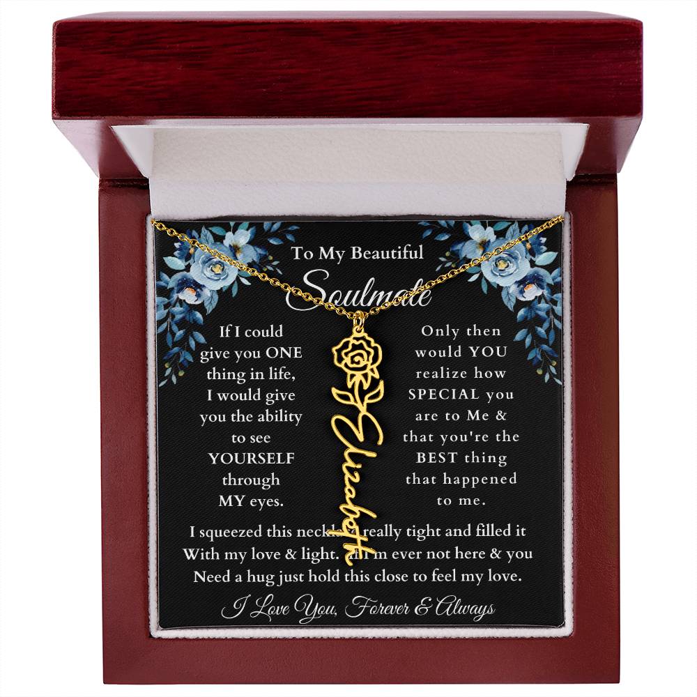[ALMOST SOLD OUT] To My Beautiful Soulmate Blue Flower Name Necklace