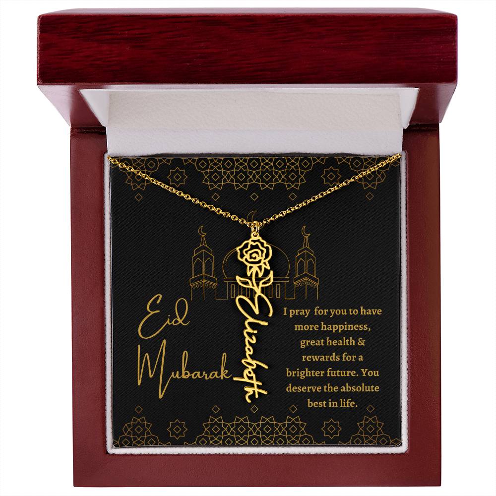 [ALMOST SOLD OUT] Black and Gold I Pray For You To Have All The Happiness Flower Name Necklace