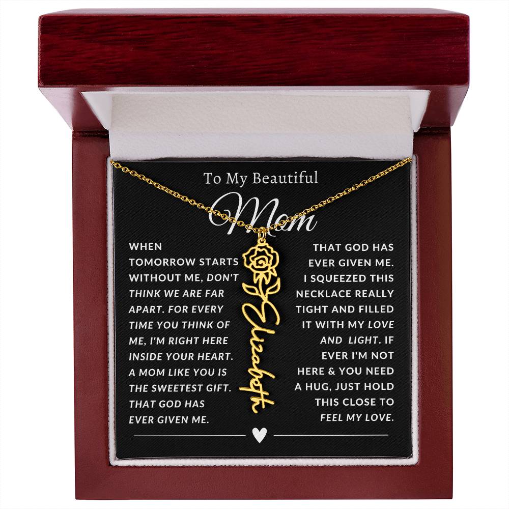 [ALMOST SOLD OUT] To My Beautiful Mom Heart Flower Name Necklace