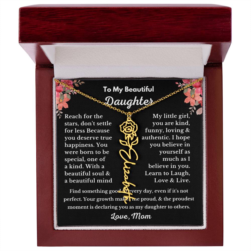 [ALMOST SOLD OUT] To My Beautiful Daughter Love, Mom Flower Name Necklace
