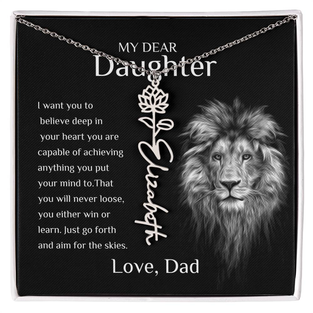 Personalized Name Necklace With Birth Flower for Daughter