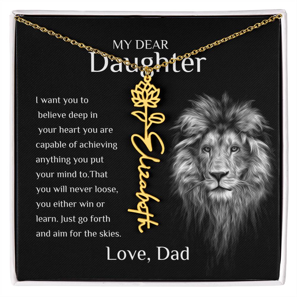 Personalized Name Necklace With Birth Flower for Daughter