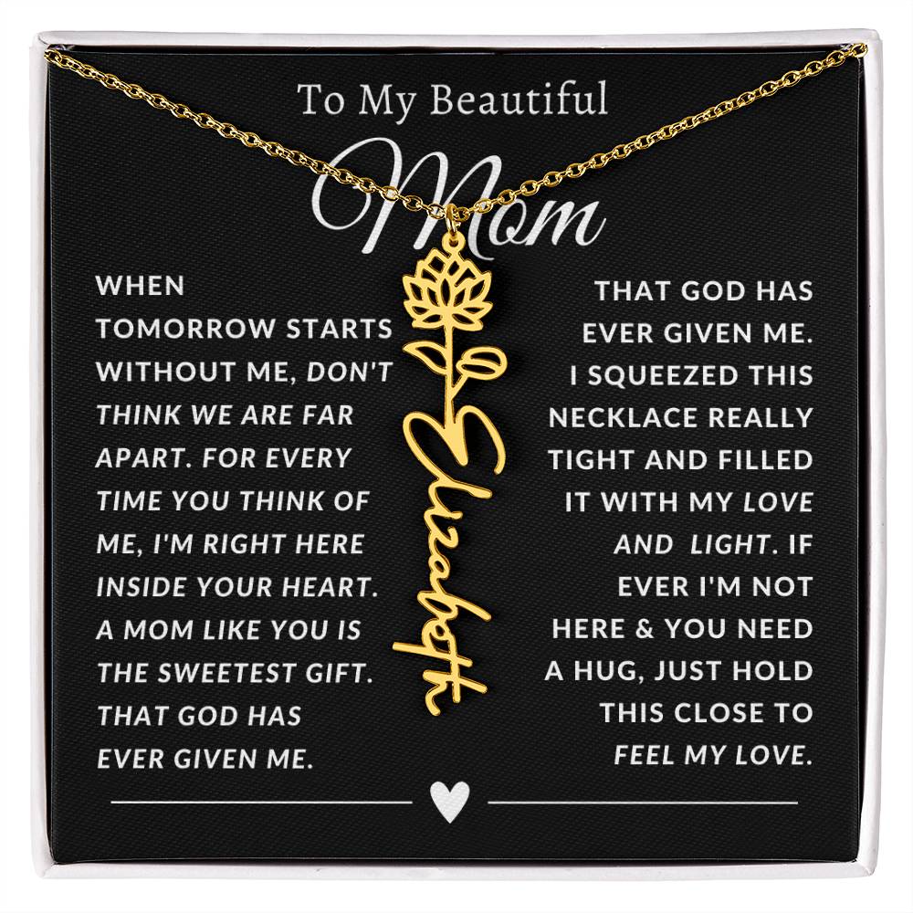 [ALMOST SOLD OUT] To My Beautiful Mom Heart Flower Name Necklace