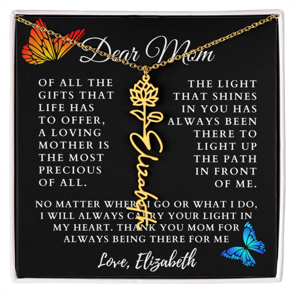 [Almost Sold Out] Butterflies Dear Mom Flower Name Necklace