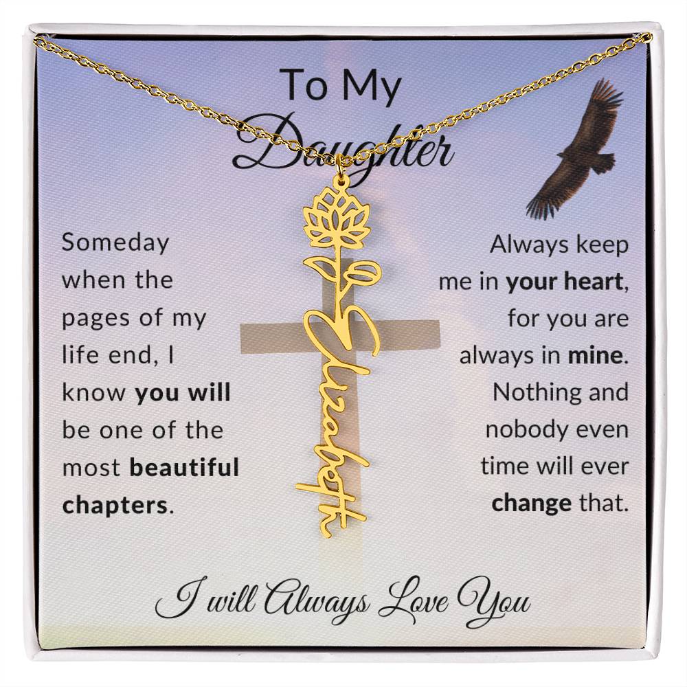 [ALMOST SOLD OUT] Cross To My Daughter Flower Name Necklace