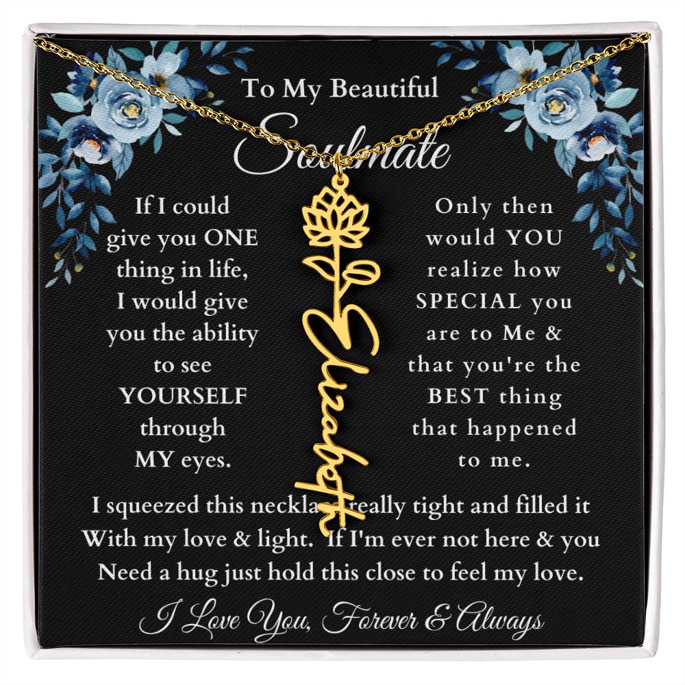 [ALMOST SOLD OUT] To My Beautiful Soulmate Blue Flower Name Necklace