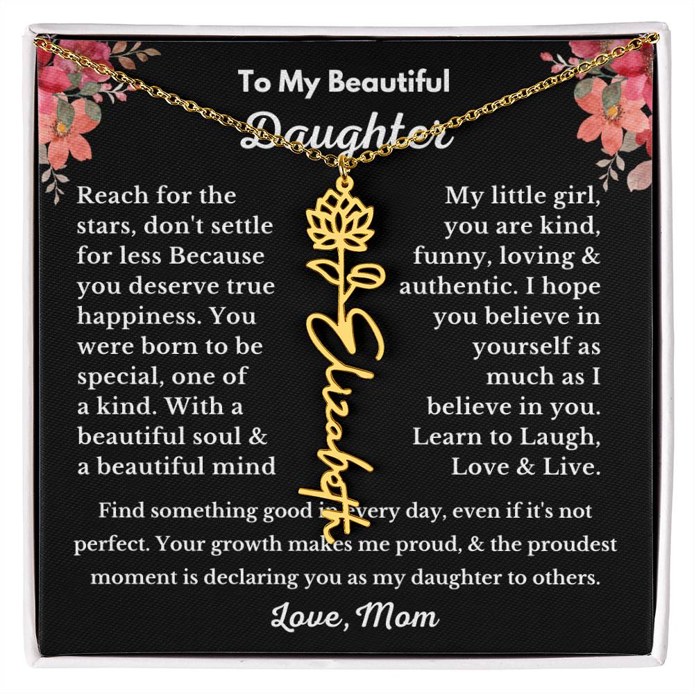 [ALMOST SOLD OUT] To My Beautiful Daughter Love, Mom Flower Name Necklace