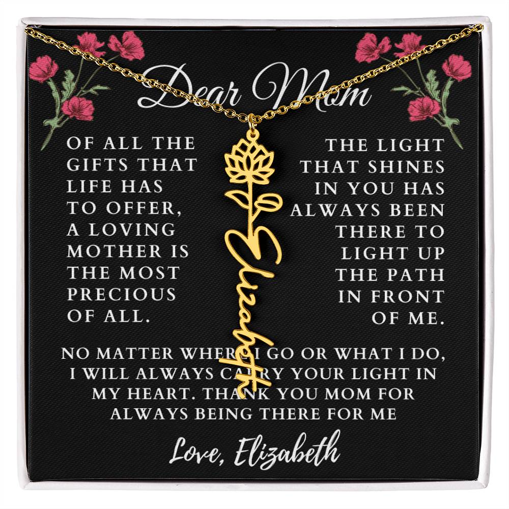 [Almost Sold Out] Floral Dear Mom Flower Name Necklace