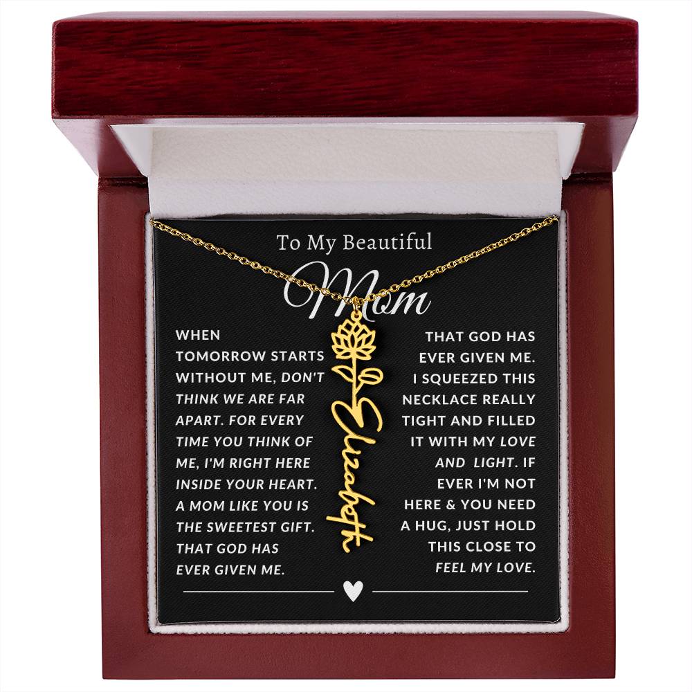 [ALMOST SOLD OUT] To My Beautiful Mom Heart Flower Name Necklace