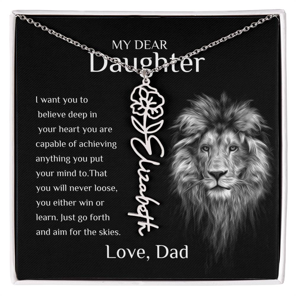 Personalized Name Necklace With Birth Flower for Daughter
