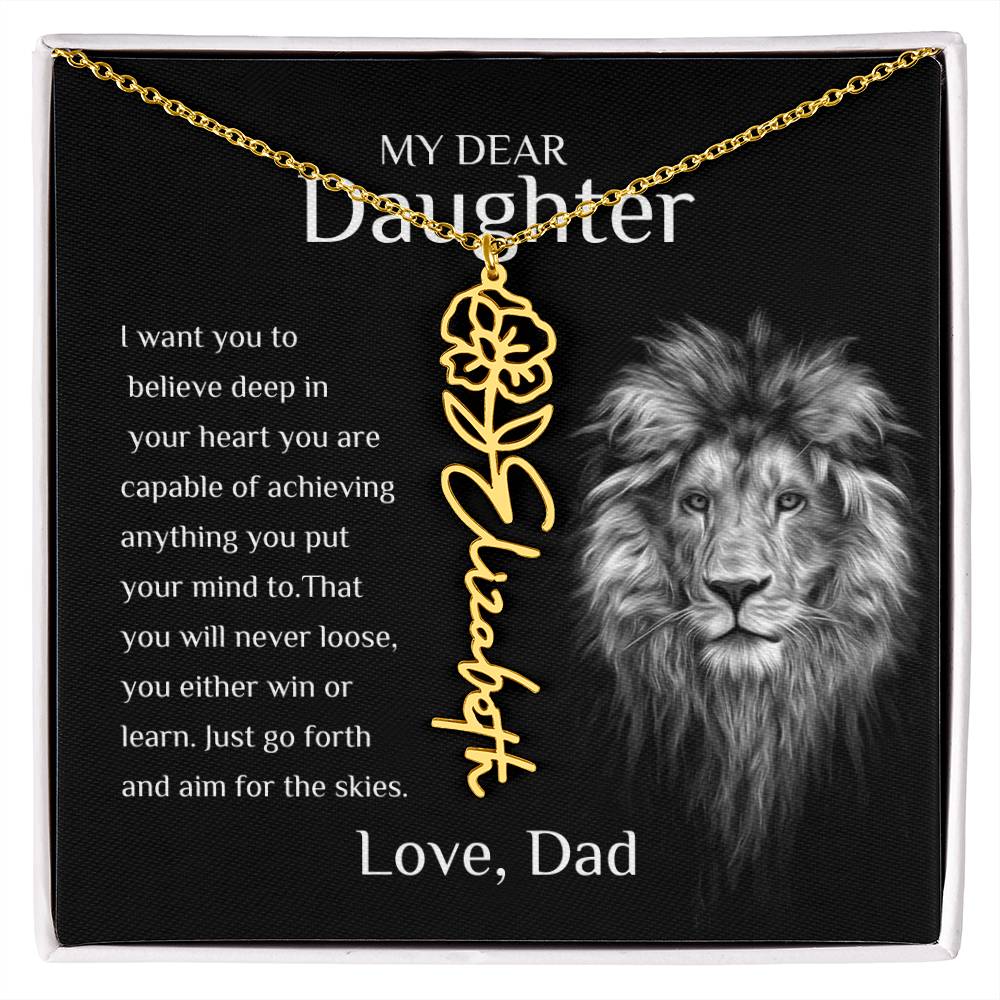 Personalized Name Necklace With Birth Flower for Daughter