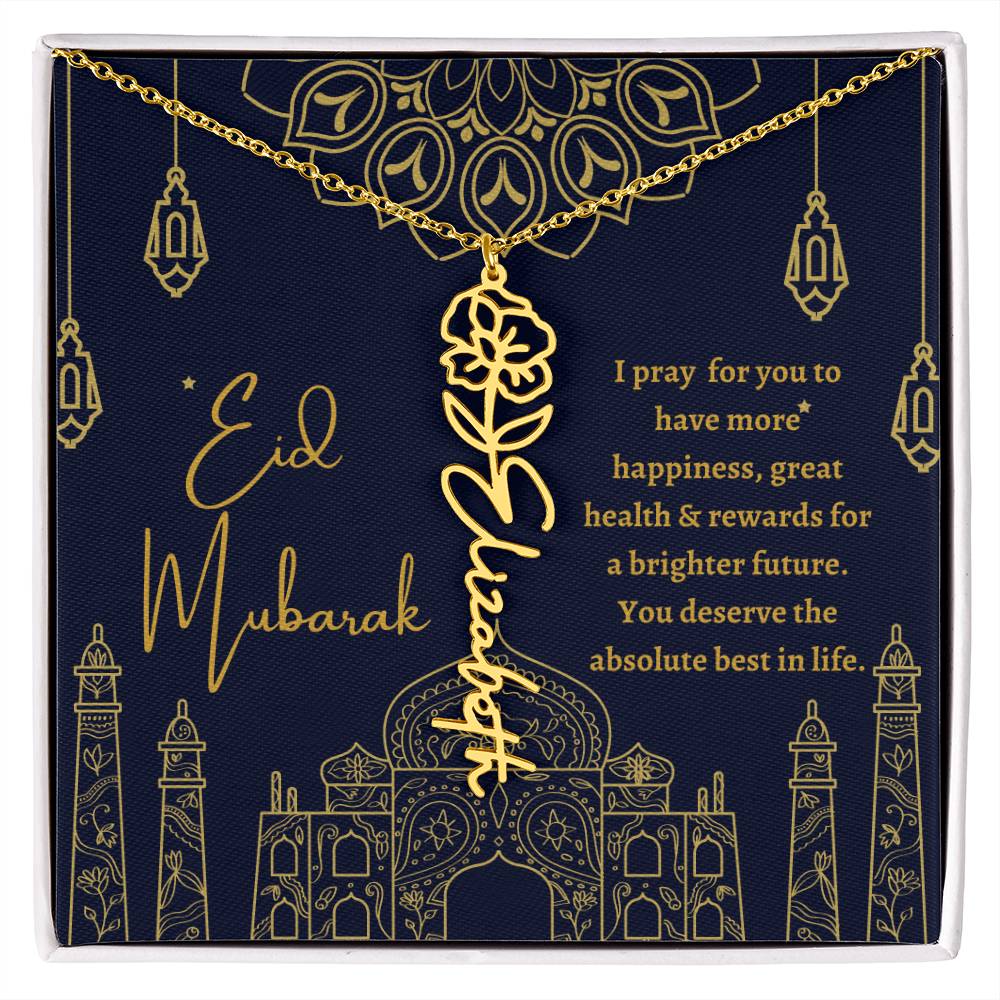 [ALMOST SOLD OUT] I PRAY FOR YOU TO HAVE MORE HAPPINESS BLUE AND GOLD FLOWER NAME NECKLACE