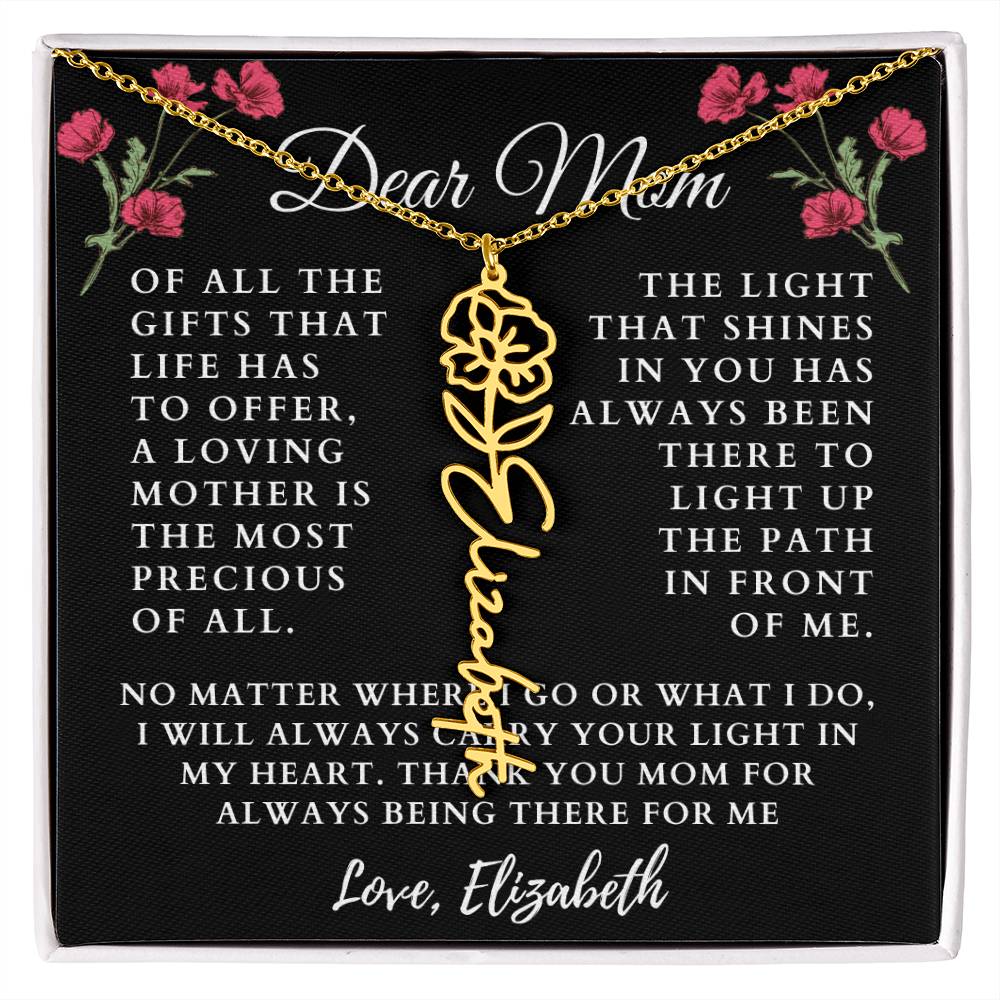 [Almost Sold Out] Floral Dear Mom Flower Name Necklace