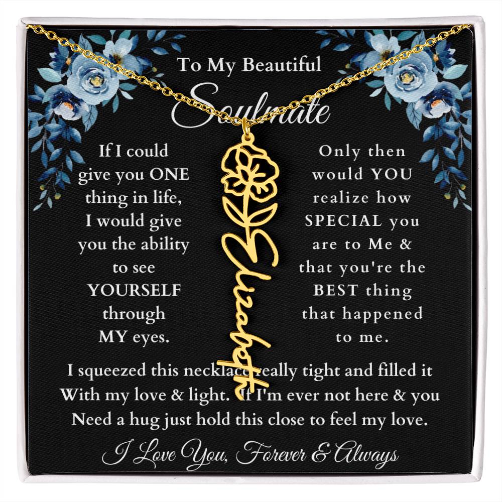 [ALMOST SOLD OUT] To My Beautiful Soulmate Blue Flower Name Necklace