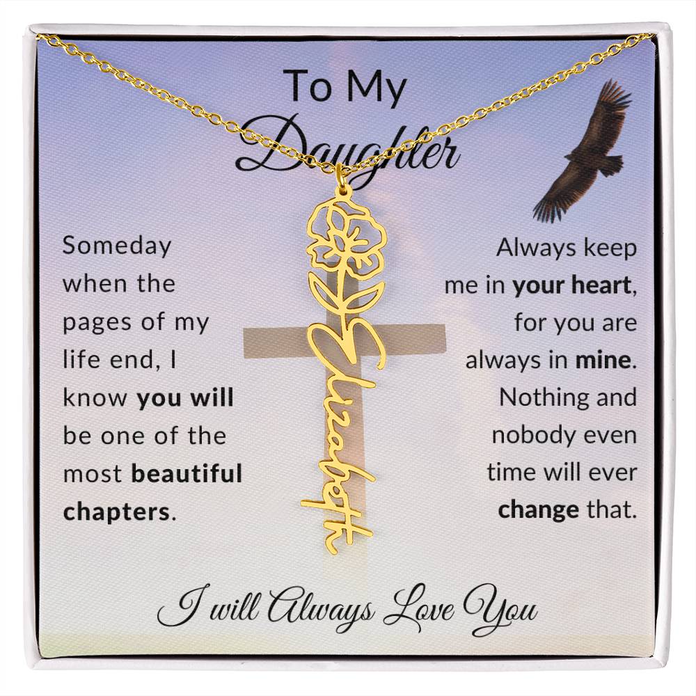 [ALMOST SOLD OUT] Cross To My Daughter Flower Name Necklace