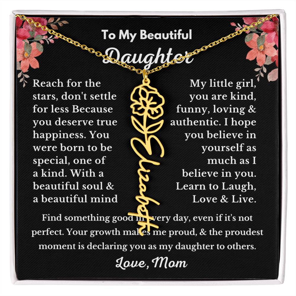 [ALMOST SOLD OUT] To My Beautiful Daughter Love, Mom Flower Name Necklace
