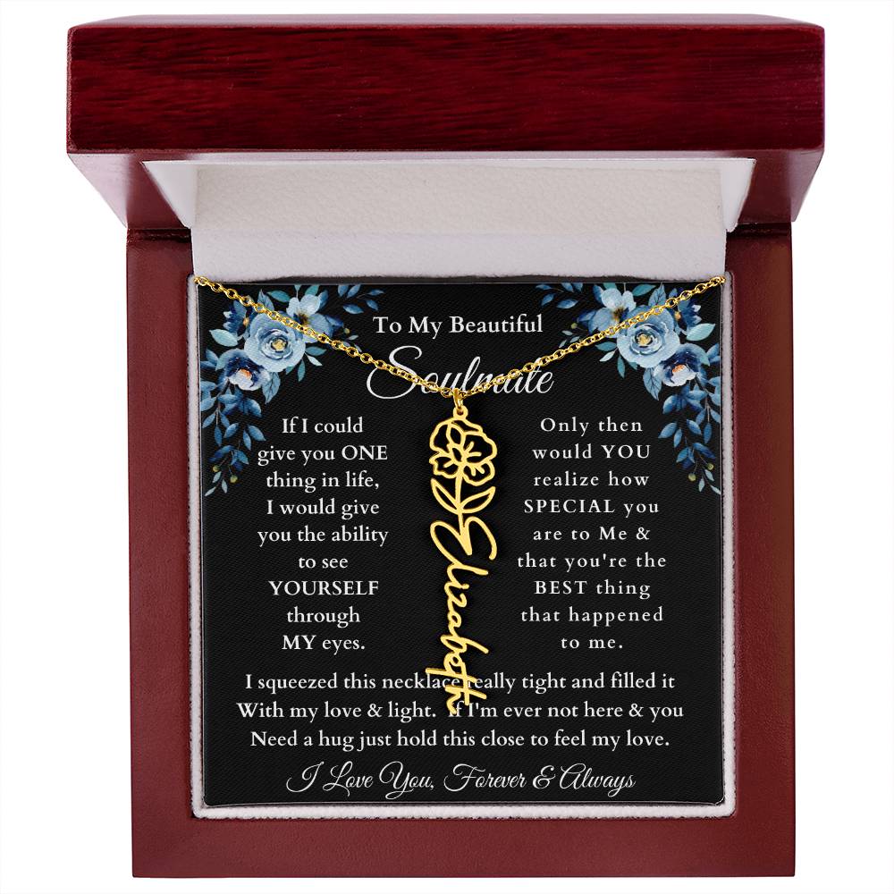 [ALMOST SOLD OUT] To My Beautiful Soulmate Blue Flower Name Necklace