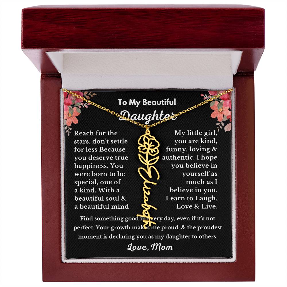 [ALMOST SOLD OUT] To My Beautiful Daughter Love, Mom Flower Name Necklace