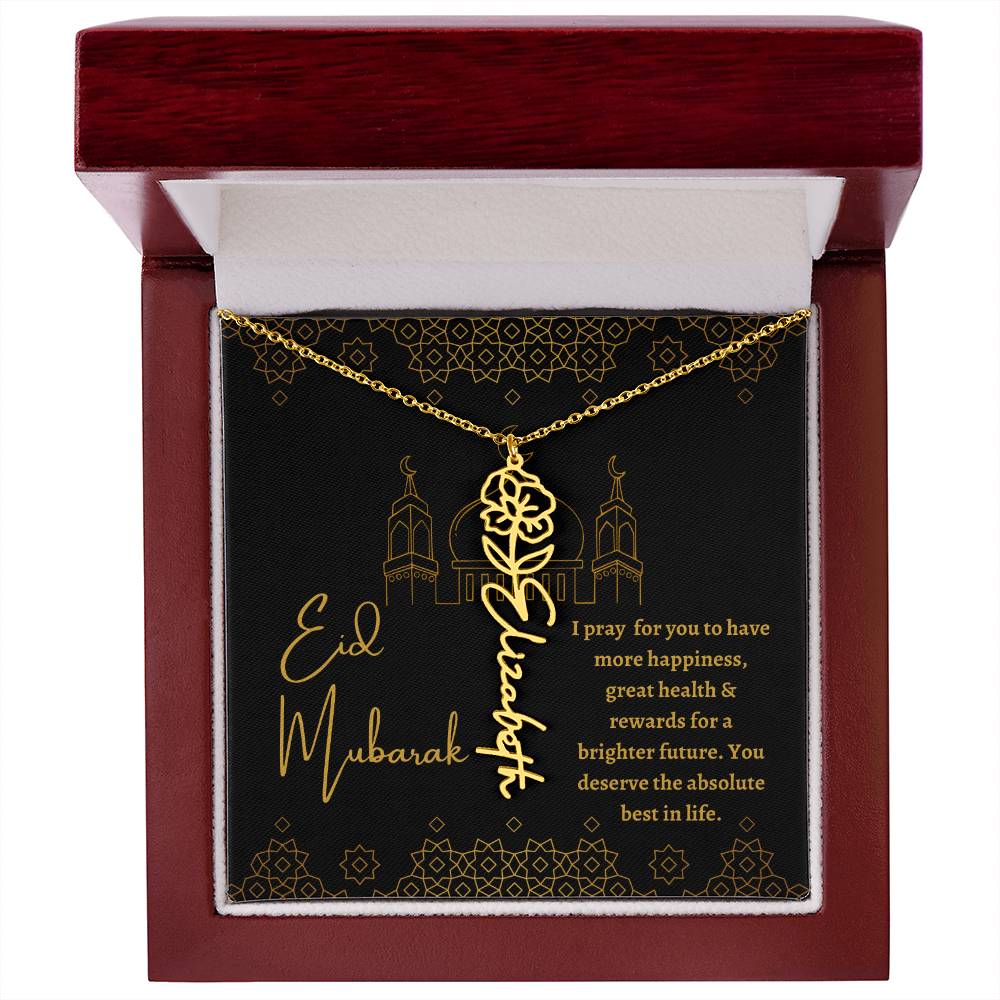 [ALMOST SOLD OUT] Black and Gold I Pray For You To Have All The Happiness Flower Name Necklace