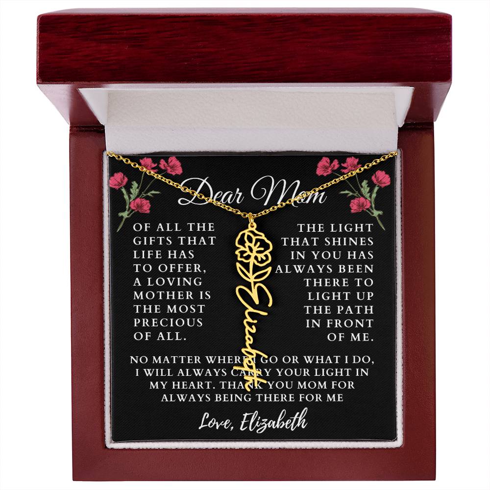 [Almost Sold Out] Floral Dear Mom Flower Name Necklace