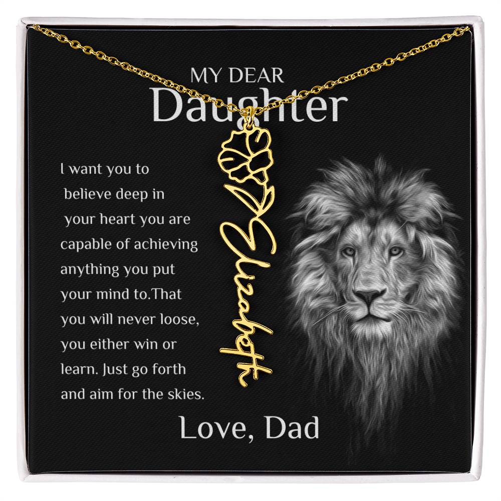 Personalized Name Necklace With Birth Flower for Daughter