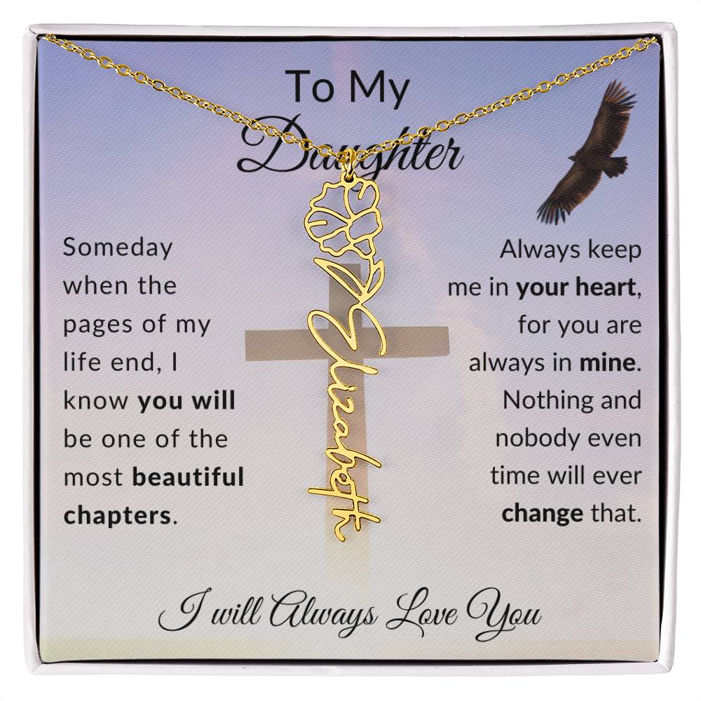 [ALMOST SOLD OUT] Cross To My Daughter Flower Name Necklace