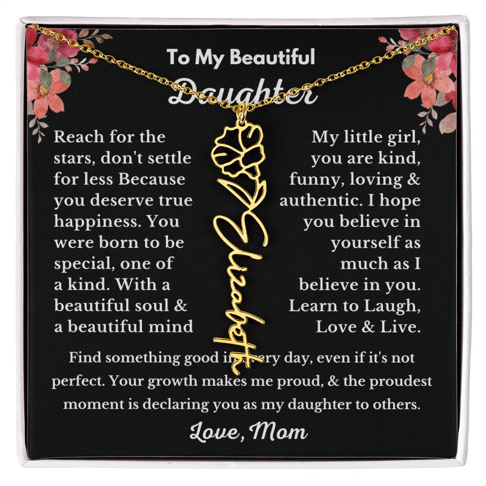 [ALMOST SOLD OUT] To My Beautiful Daughter Love, Mom Flower Name Necklace