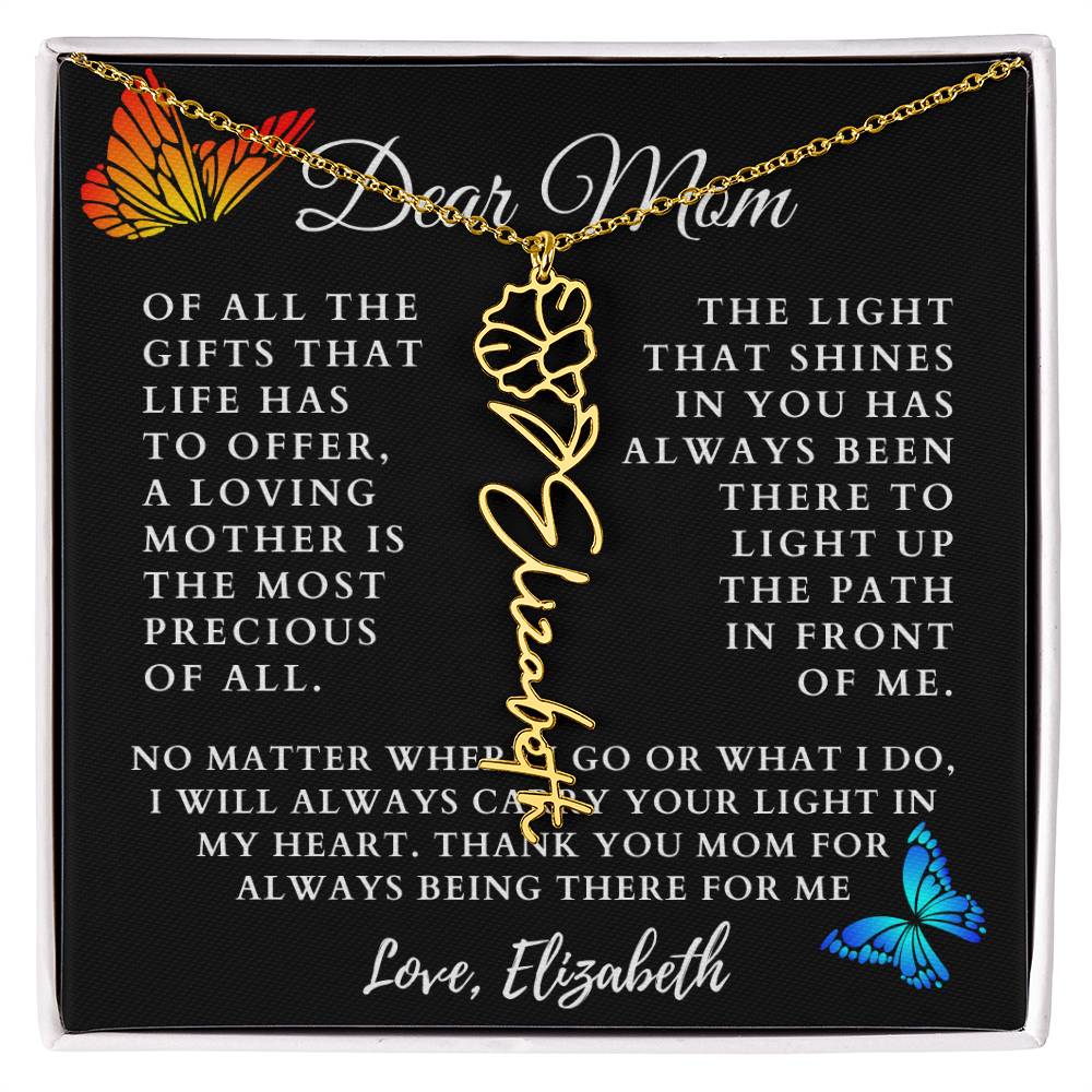 [Almost Sold Out] Butterflies Dear Mom Flower Name Necklace
