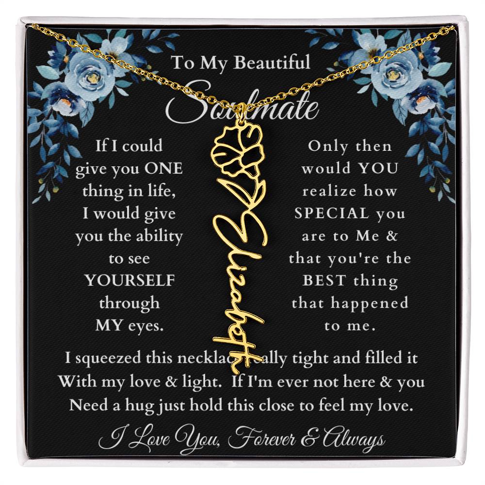 [ALMOST SOLD OUT] To My Beautiful Soulmate Blue Flower Name Necklace