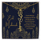 Eid Mubarak Blue and Gold I Thank Allah for Bringing You Into My Life Flower Name Necklace