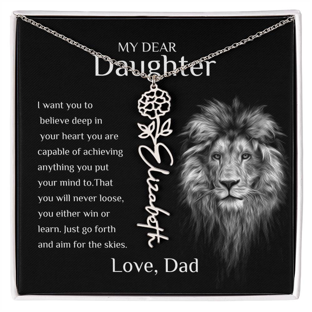 Personalized Name Necklace With Birth Flower for Daughter